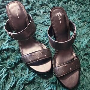 Harley Davidson Women’s Black Platform Slide Sandals Studded Heels Size 10